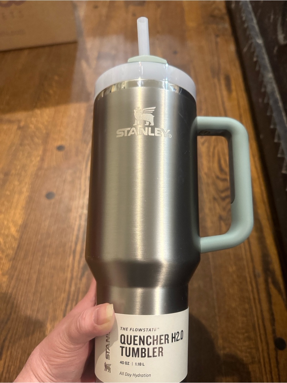 Stanley Stainless Steel Tumbler with Mint Green Handle